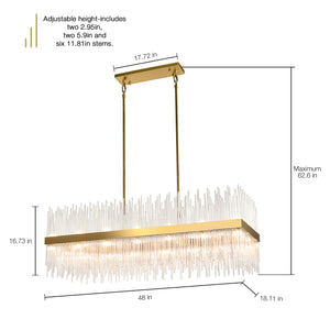 CARLO Rectangle Modern Crystal Chandelier Aged Brass 32*G9 Lamp base - 7Pandas USA Lighting Store