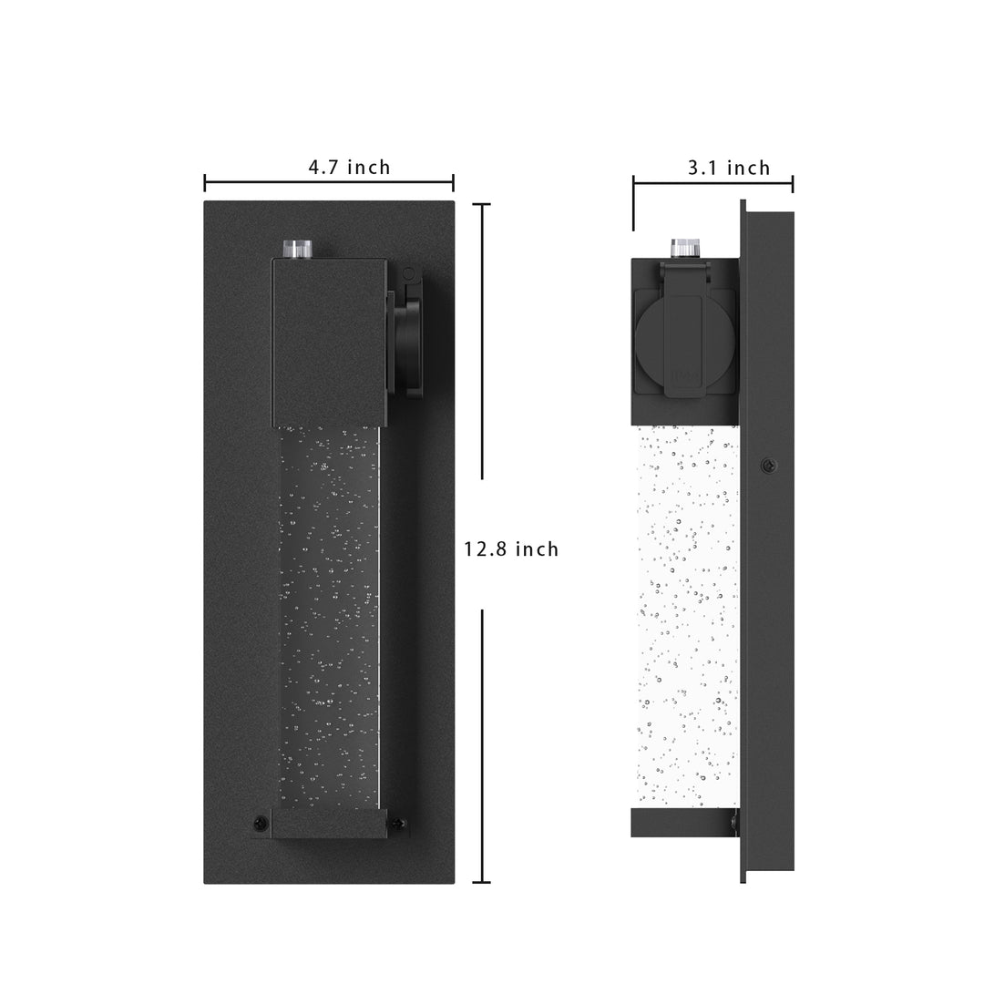 BURSON Dusk to Dawn LED Crystal Outdoor Lights Exterior Porch Lights with Outlet Light Sensor 13W 3000K Matt Black - 7Pandas USA Lighting Store