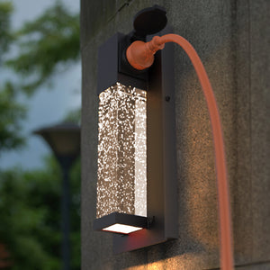 BURSON Dusk to Dawn LED Crystal Outdoor Lights Exterior Porch Lights with Outlet Motion Sensor 13W 3000K Matt Black - 7Pandas USA Lighting Store