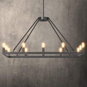ALVA rectangle 12-Lights Wagon Wheel Farmhouse Chandelier Bronze E12 Base - 7Pandas USA Lighting Store