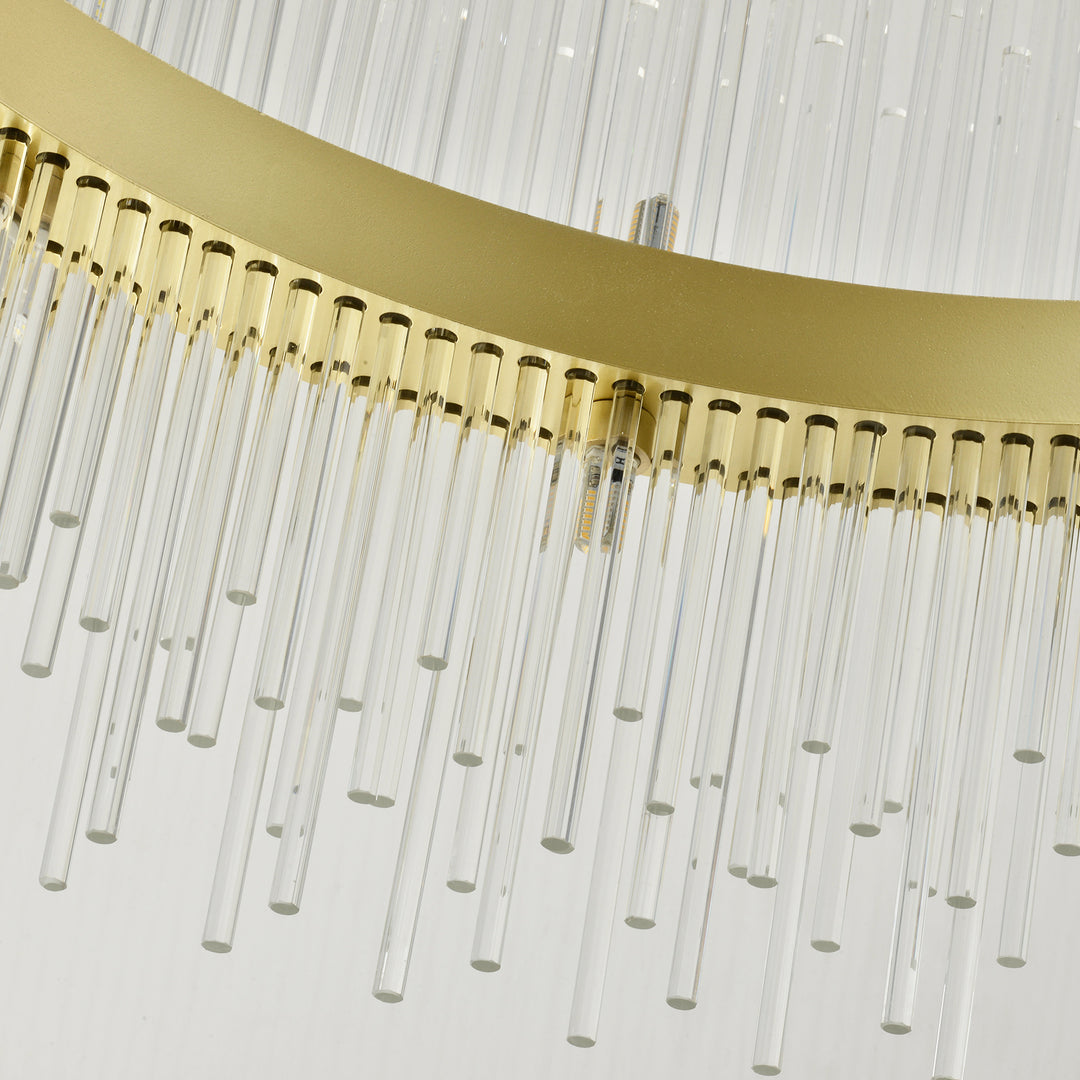 CARLO 31" Modern Crystal Chandelier Aged Brass 22*G9 Lamp base - 7Pandas USA Lighting Store