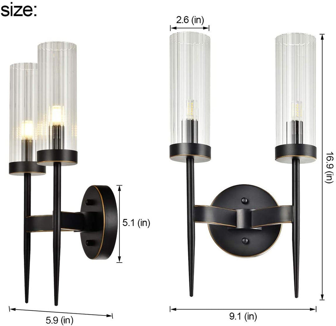 Seattle 2-Light Wall Sconces Light Tube Glass Bronze E12 base - 7Pandas USA Lighting Store
