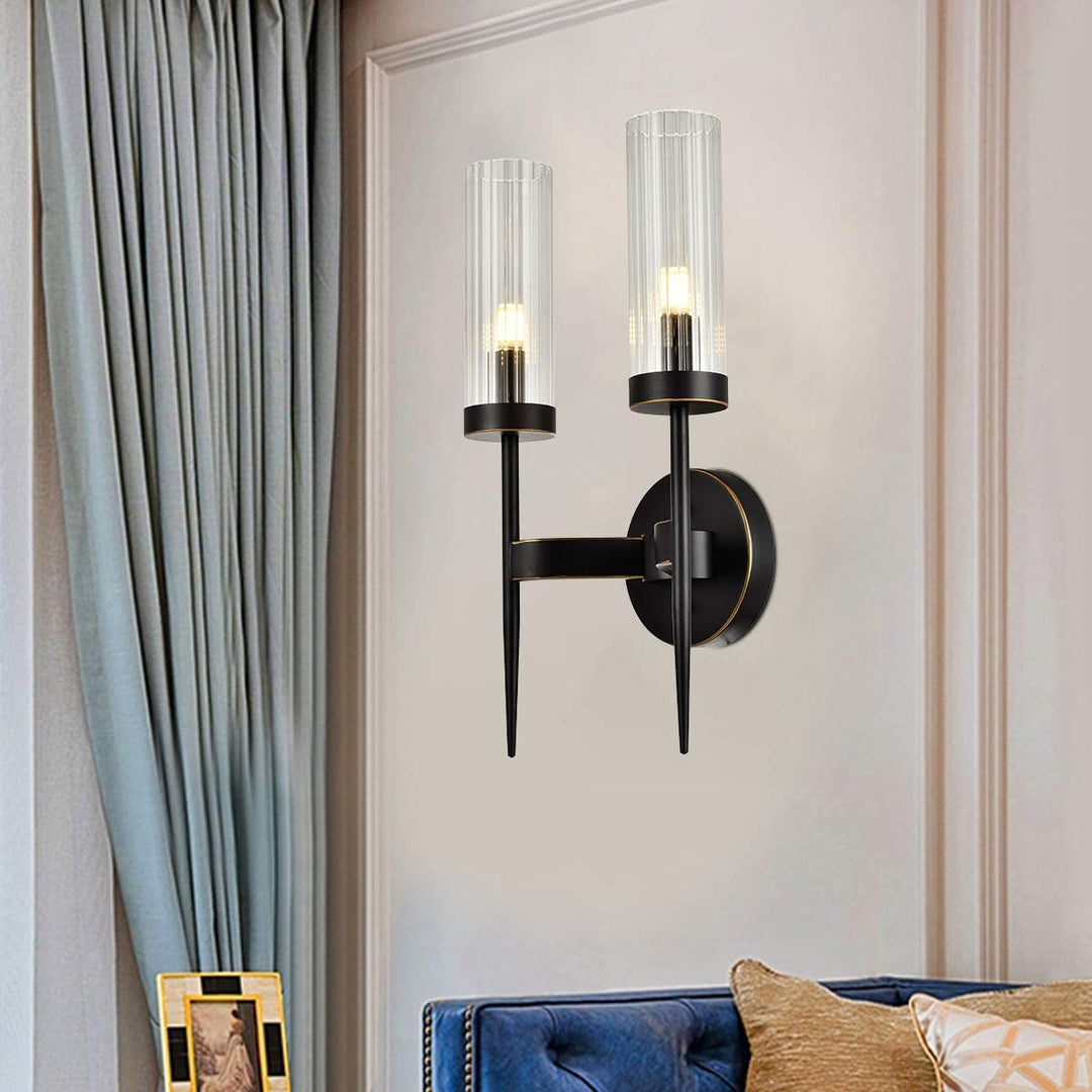 Seattle 2-Light Wall Sconces Light Tube Glass Bronze E12 base - 7Pandas USA Lighting Store