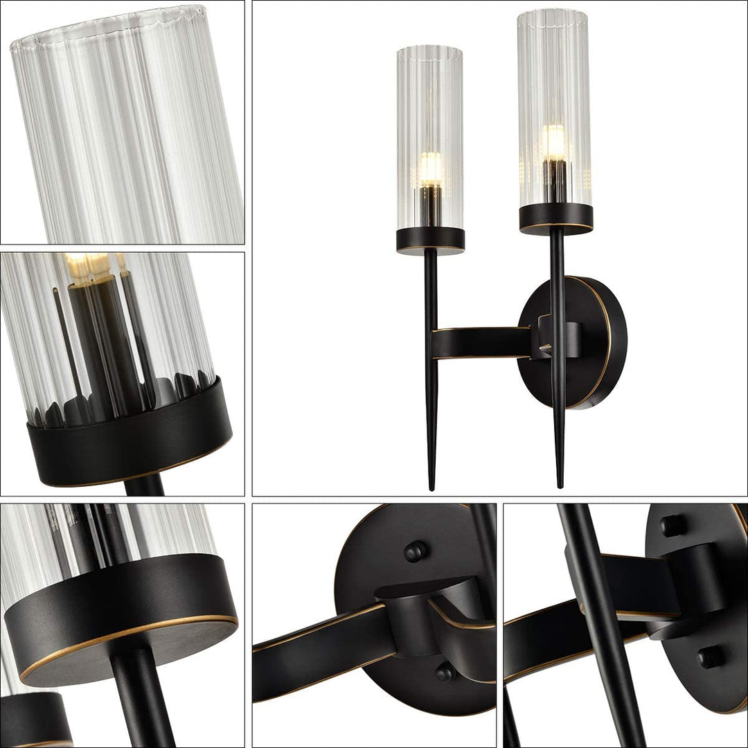 Seattle 2-Light Wall Sconces Light Tube Glass Bronze E12 base - 7Pandas USA Lighting Store