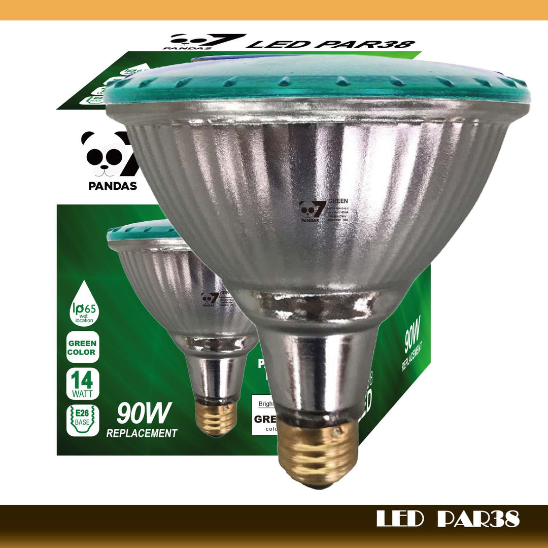 4PACK Outdoor 14W Green Color LED Par38 Flood Light Bulb E26 45 degree CRI>80 Hard glass body - 7Pandas USA Lighting Store