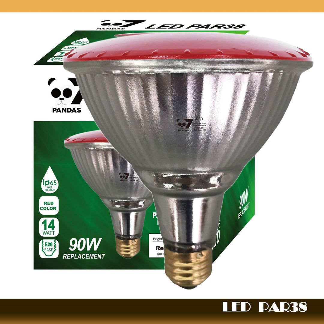 4PACK Outdoor 14W Red Color LED Par38 Flood Light Bulb E26 45 degree CRI>80 full glass body - 7Pandas USA Lighting Store