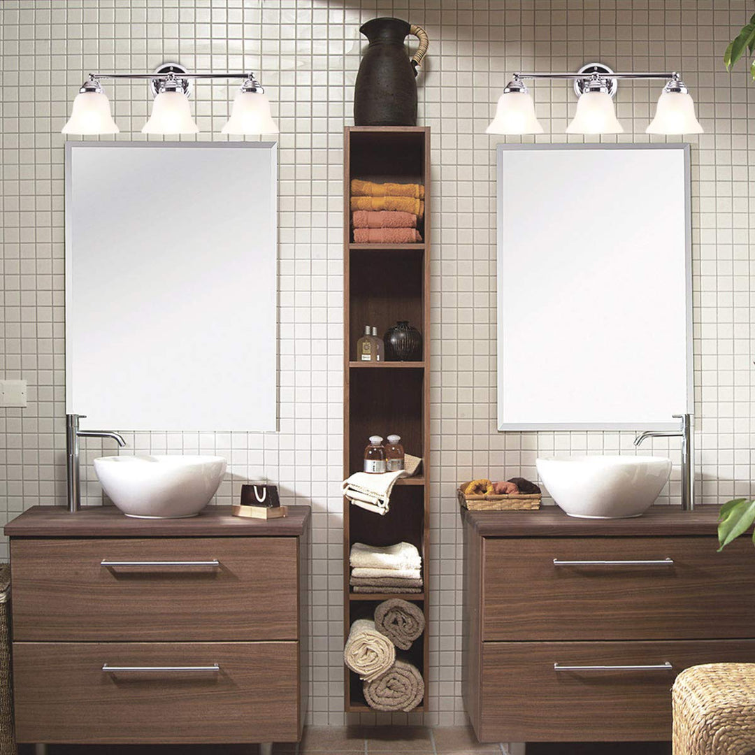 Leon 23 3/5" Wide Polished Chrome 3-Light Bathroom Vanity Light - 7Pandas USA Lighting Store