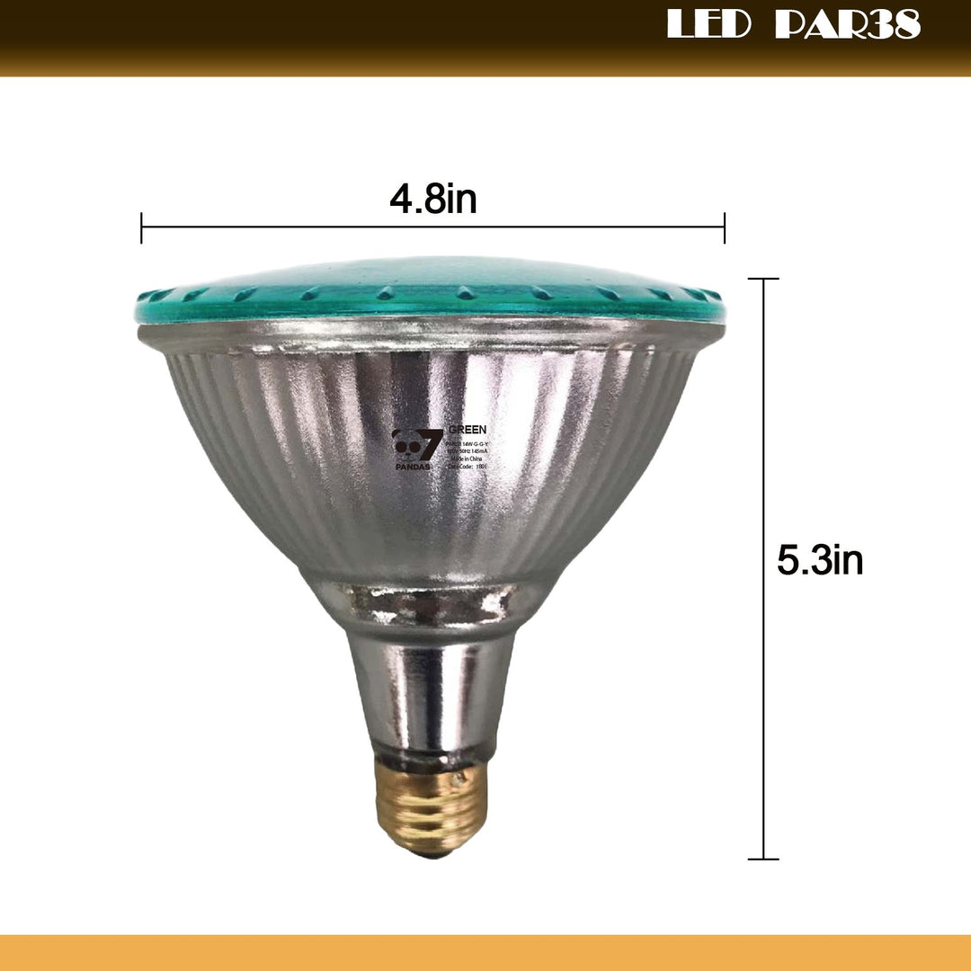 4PACK Outdoor 14W Green Color LED Par38 Flood Light Bulb E26 45 degree CRI>80 Hard glass body - 7Pandas USA Lighting Store