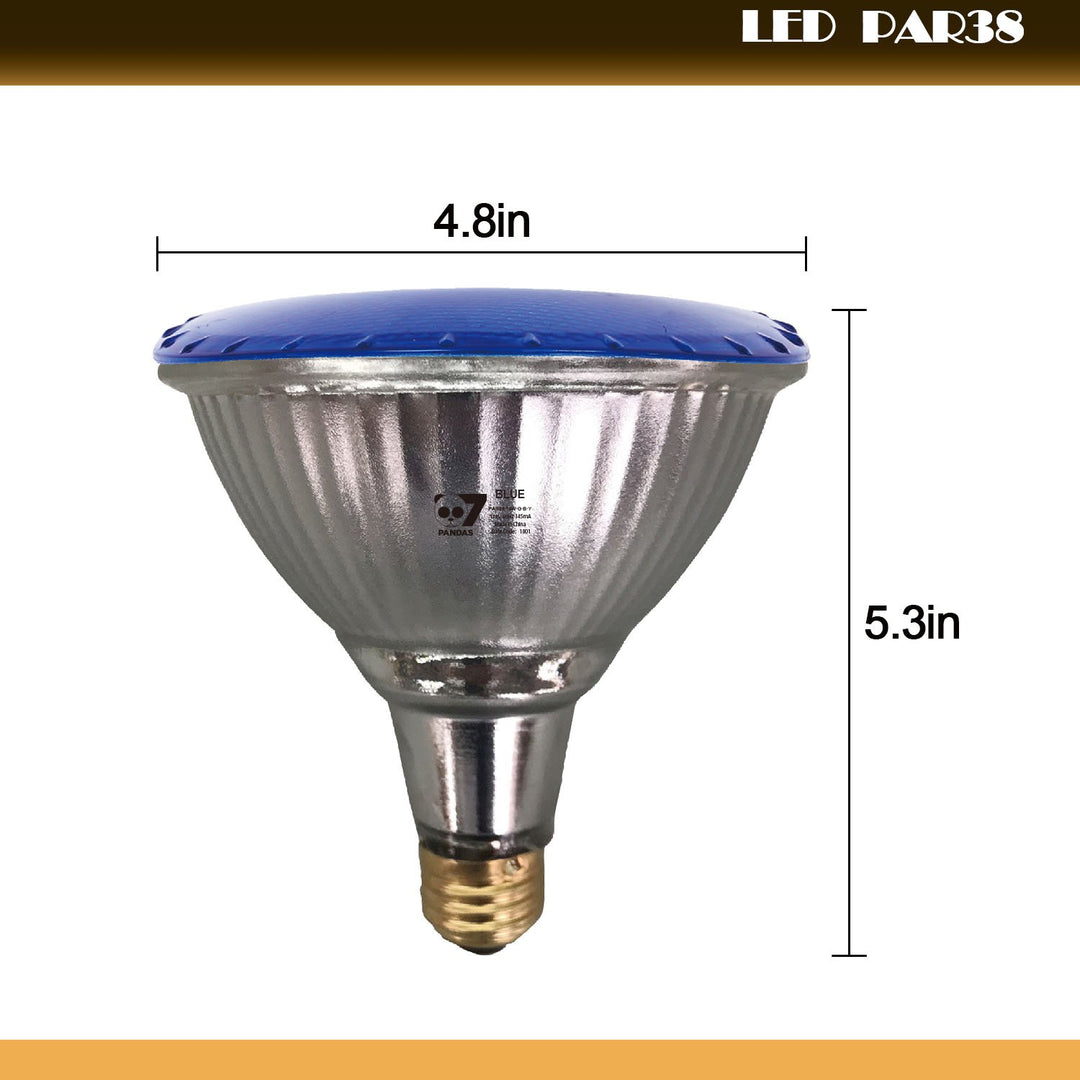 4PACK Outdoor 14W True Blue Color LED Par38 Flood Light Bulb E26 hard glass Garden decoration - 7Pandas USA Lighting Store