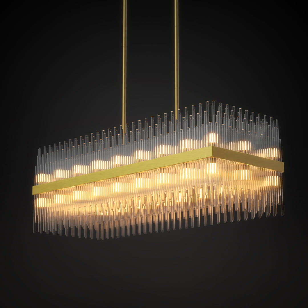 CARLO Rectangle Modern Crystal Chandelier Aged Brass 32*G9 Lamp base - 7Pandas USA Lighting Store