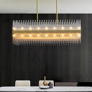 CARLO Rectangle Modern Crystal Chandelier Aged Brass 32*G9 Lamp base - 7Pandas USA Lighting Store