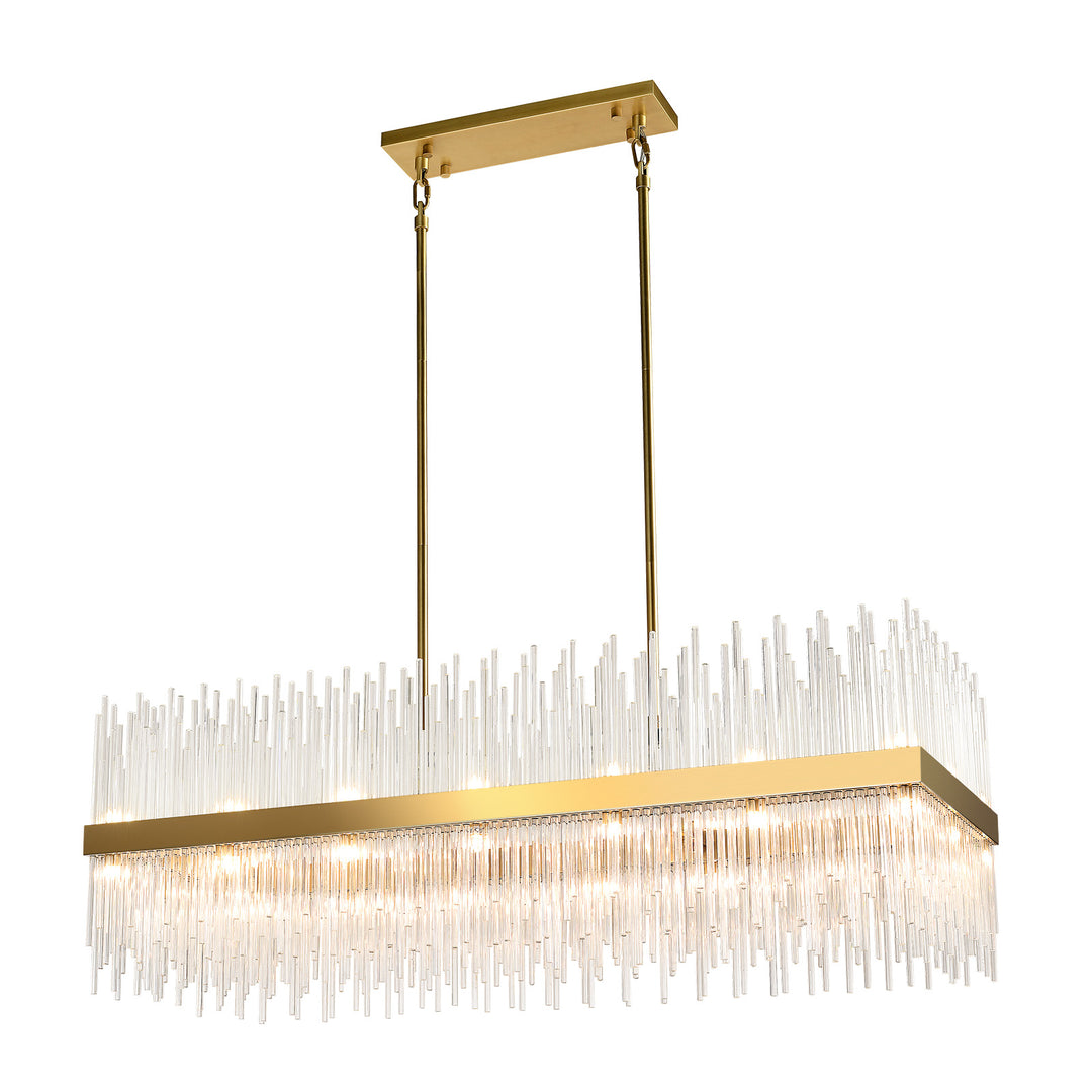 CARLO Rectangle Modern Crystal Chandelier Aged Brass 32*G9 Lamp base - 7Pandas USA Lighting Store