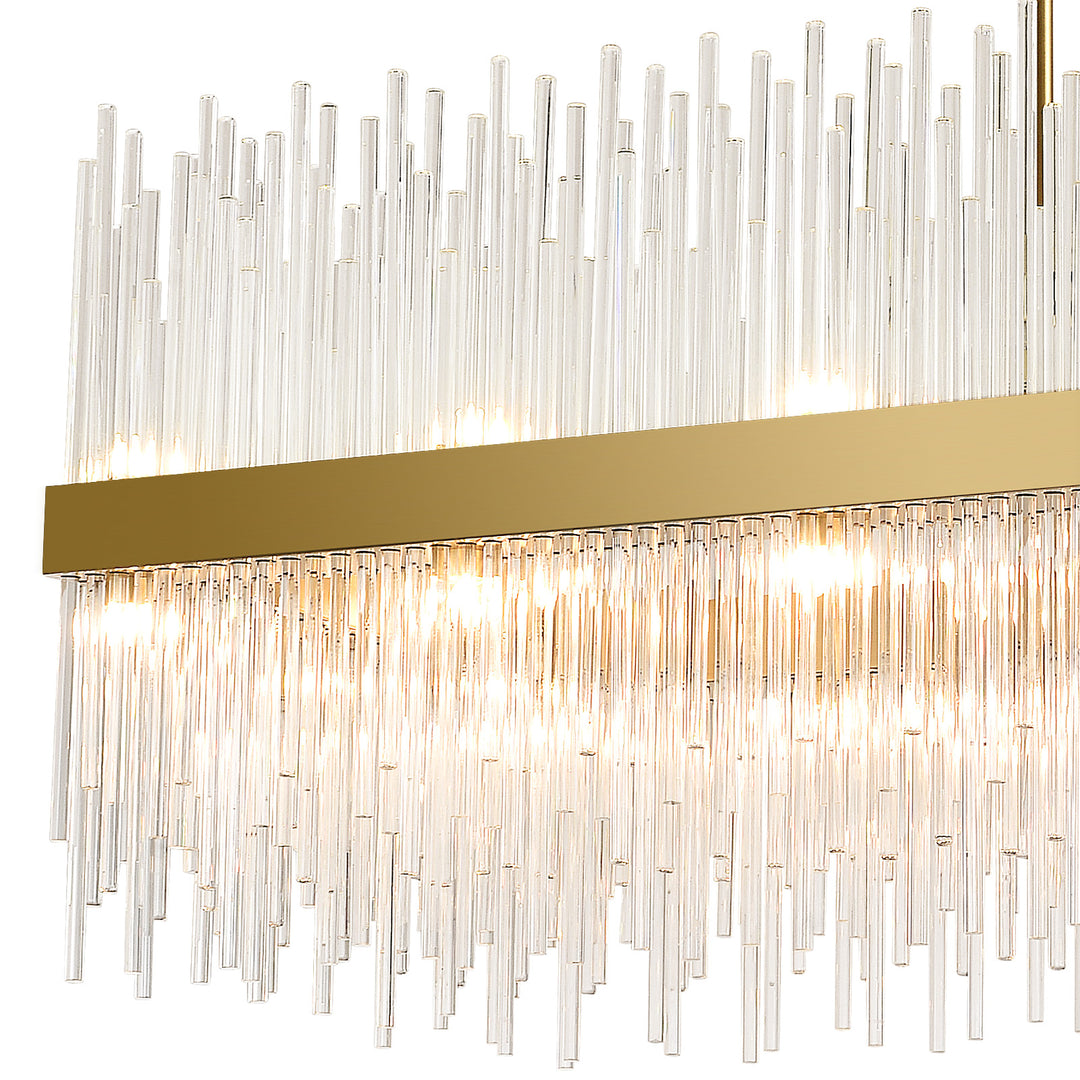 CARLO Rectangle Modern Crystal Chandelier Aged Brass 32*G9 Lamp base - 7Pandas USA Lighting Store